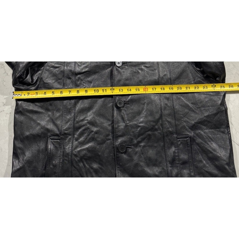 VTG 90s M Julian Wilsons Leather Jacket Mens Large Black Grunge Matrix Car Coat - Picture 4 of 12